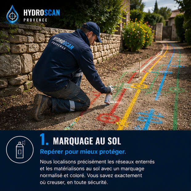 Marquage au sol — Creuser au bon endroit, en toute sécurité.