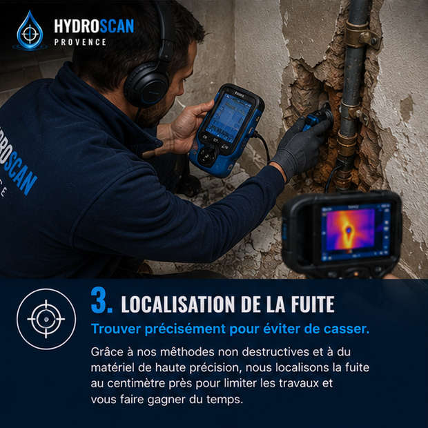 Localisation de la fuite — Trouver précisément pour éviter de casser.